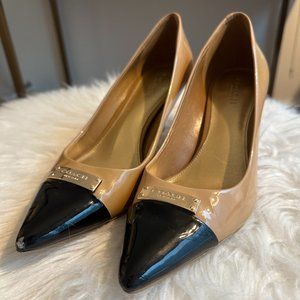 Coach Beige Black Pointed Toe Heel